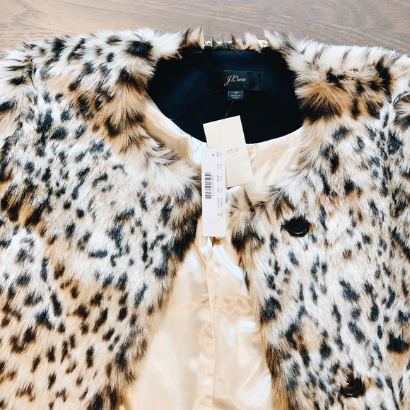 J. Crew Leopard Print Faux Fur Jacket - Picture 6 of 7